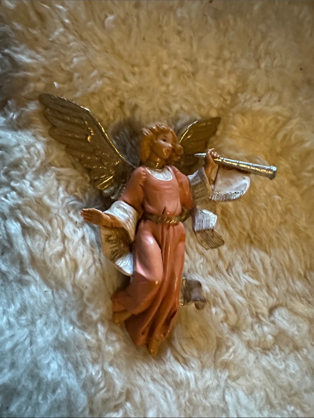 Vintage Pink and Gold Angel Figurine